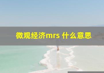 微观经济mrs 什么意思